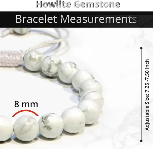 Vista 80 de Adjustable Crystal Bracelet – Gemstone Bead Bracelet with Adjustable Macrame String – Chic Gemstone Bracelet for Men and Women – 8mm Round Healing