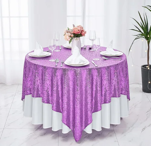 Vista 8 de Hahuho Mantel rectangular de lentejuelas de 50x80 pulgadas, color champán, mantel con purpurina para decoración de despedida de soltera, cumpleaños