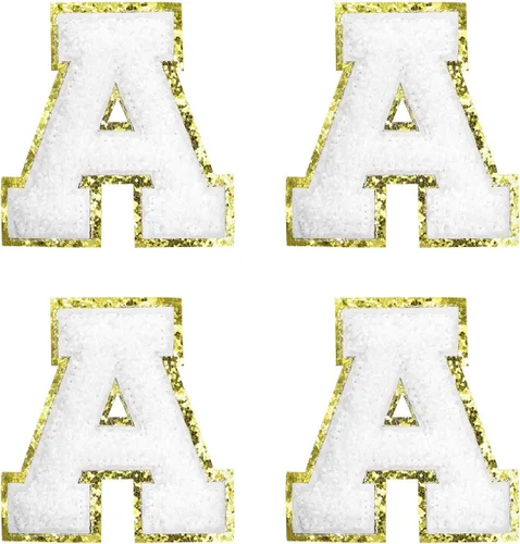 Vista 8 de MECCANIXITY 4 parches de letras de felpilla termo-adhesivas con letras del alfabeto blanco, S de 3 pulgadas de altura para ropa, zapatos, sombreros