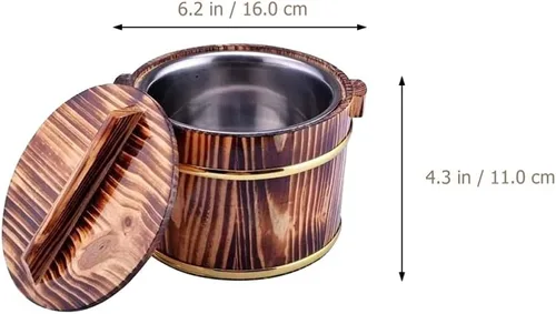 Vista 3 de DOITOOL Cuenco de enfriamiento de arroz para sushi, cubo de arroz de madera, barril de arroz de madera, Hangiri Sushi Oke, tina mezcladora de arroz
