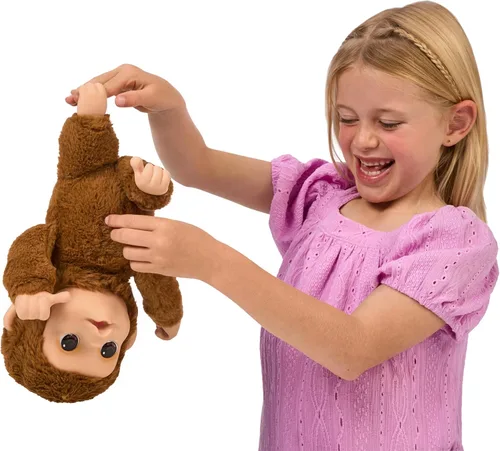 Vista 10 de Little Live Pets My Baby Monkey "Mango" con biberón, juego de animales interactivos y suaves para niños de 4 años en adelante, más de 50 sonidos