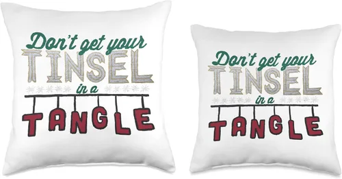 Vista 3 de Chicago Designs Don't Get Your Tinsel in A Tangle - Almohada de 16 x 16 pulgadas, multicolor