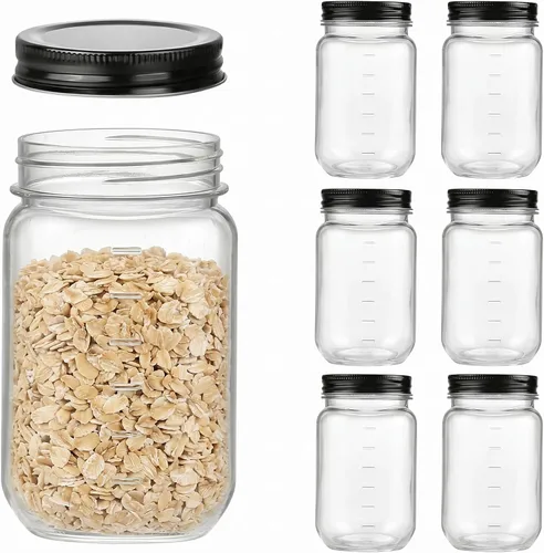 Vista 10 de Novelinks - Tarros de plástico transparente de 16 onzas con tapas y tapas de plástico 12 Pack, Black, 16 oz Plastic Containers with Lids, Storage