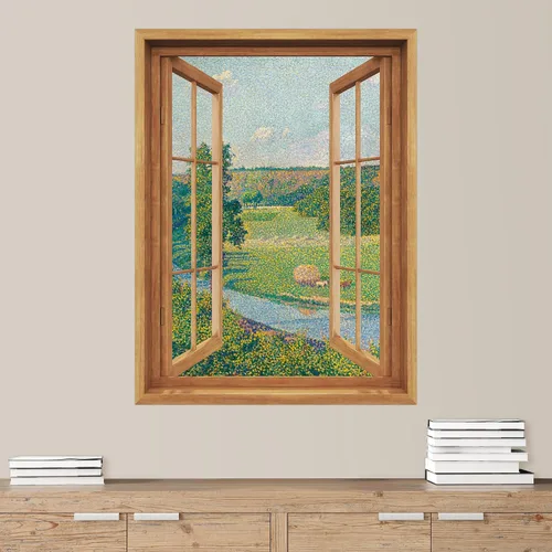 Vista 28 de SIGNWIN Adhesivo mural removible para pared, atardecer cielo naranja, otoño, bosque, árbol, paisaje, naturaleza, arte fino, rústico, paisaje