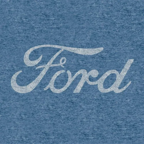 Vista 2 de Tee Luv Camiseta con logotipo de auto Ford Script para hombre, Cabo Blue