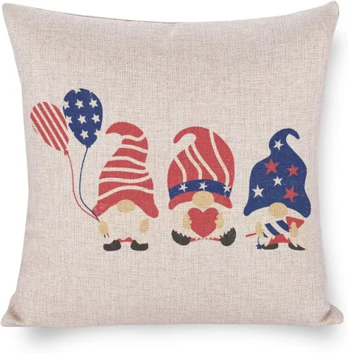 Vista 15 de Fundas de almohada de lino con mapa de la bandera de Estados Unidos, decoración del hogar al aire libre, 4 de julio, fundas de almohada