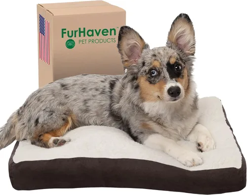 Vista 11 de Furhaven - Cama para perros y gatos, cojín de lujo, diseño rectangular tradicional, cama para mascotas con funda extraíble para perros y gatos