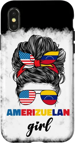 Vista 5 de iPhone 16 Half American And Venezuelan USA Venezuela Flag Girl Funda para mujer