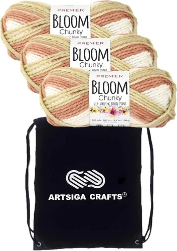 Vista 27 de Premier Yarns Bloom Chunky Hydrangea 1114-01 (6 madejas, el mismo lote de tinte) - Hilo acrílico grueso y voluminoso #5 para ganchillo y tejer