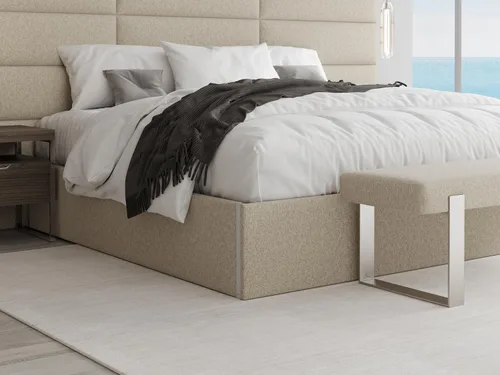 Vista 27 de VANT Cama de plataforma tapizada, tamaño Queen, color beige Boucle, marco de cama de fácil montaje, no necesita somier, base para un apoyo óptimo