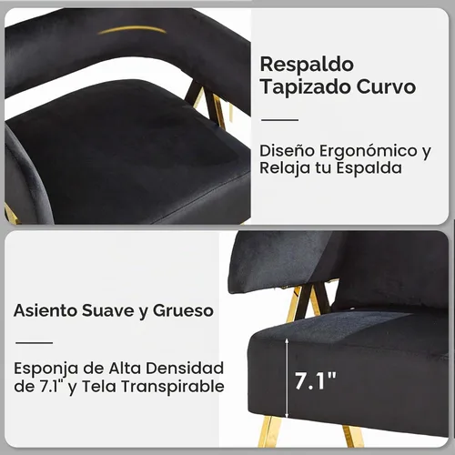 Vista 6 de Sillas modernas del acento del terciopelo del negro y del oro, sala de estar de los sillones del barril