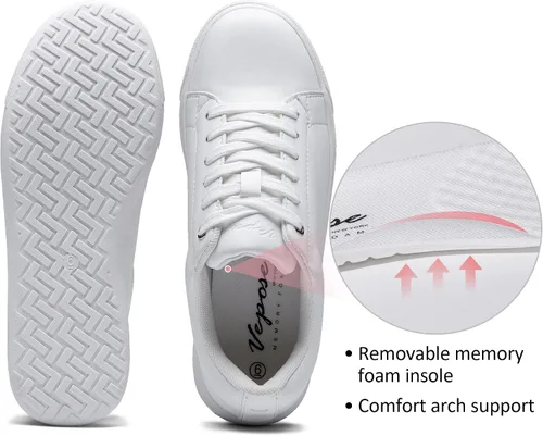 Vista 3 de Vepose Zapatos deportivos de moda para mujer, 8012, cómodos, de espuma viscoelástica, con cordones, bonitos zapatos blancos