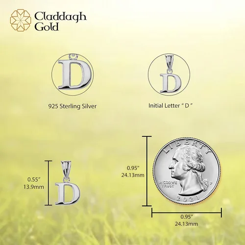 Vista 4 de Colgante de plata de ley 925 con inicial personalizada, letra a elección