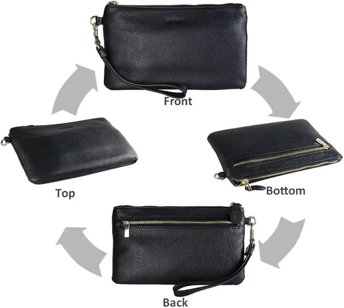 Vista 6 de Befen - billetera de mano de cuero de plena flor genuino de agarre para mujer cartera de mano para teléfono inteligente billetera