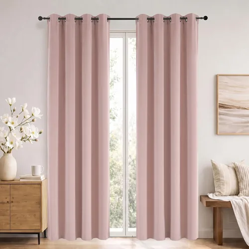 Vista 96 de Simplebrand Cortinas blancas puras de 96 pulgadas de largo para oscurecer la habitación, juego de 2 paneles para dormitorio/sala de estar, bloqueo