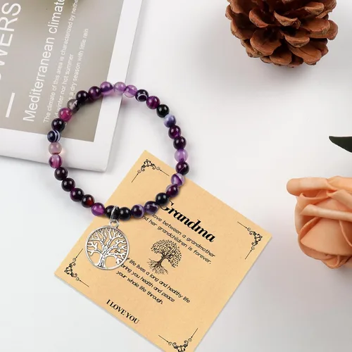Vista 4 de Pulsera de piedra natural con corazón dulce para hijanietanuera