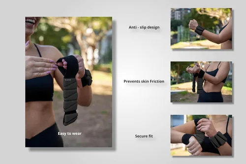 Vista 2 de GAOS - Pesas de muñeca y tobillo para mujer, brazaletes ponderados para pilates, yoga, caminar y entrenamiento de fuerza, ajuste ajustable, diseño