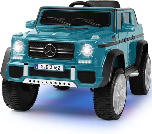 Vista 14 de JOYLDIAS - Auto Mercedes-Benz G650S con licencia para niños, camión de paseo para niños 12V7AH con luces LED subterráneas, control remoto, 3 Negro