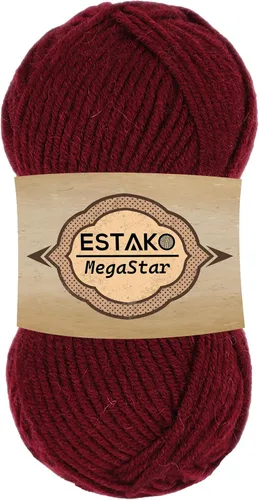 Vista 50 de Estako Megastar, 3.52 Oz (100g) de hilo de acrílico 75% y lana 25%, suave, peso grueso voluminoso #5 para crochet y tejer 120 yardas (110m)