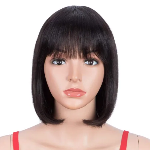 Vista 20 de Spotlight Pelucas de cabello humano lacio con encaje frontal de 4 x 4 para mujeres negras, densidad del 180 %, peluca con cierre de encaje virgen