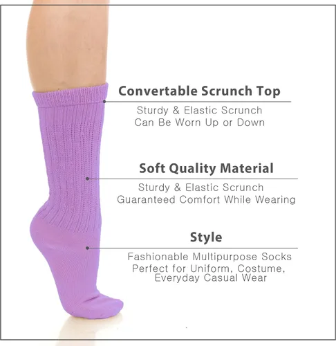 Vista 4 de BASICO Paquete de 6, 3 calcetines holgados para mujer, color rosa, beige, azul marino, blanco, negro, calcetines de los años 80 y 90