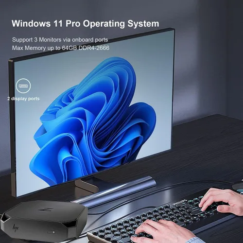 Vista 3 de HP Z2 Mini G4 - Micro PC de escritorio con estación de trabajo, Core i3 Intel 8th Win 11, RAM DDR4 de 16 GB, SSD NVMe M.2 de 1TB + disco duro de 1