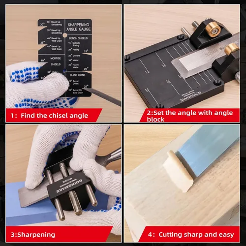 Vista 8 de GOINGMAKE Sistema de guía de afilado de cinceles para carpintería cinceles y planos de 5/32 a 3 pulgadas, guía de soporte de afilado con accesorio