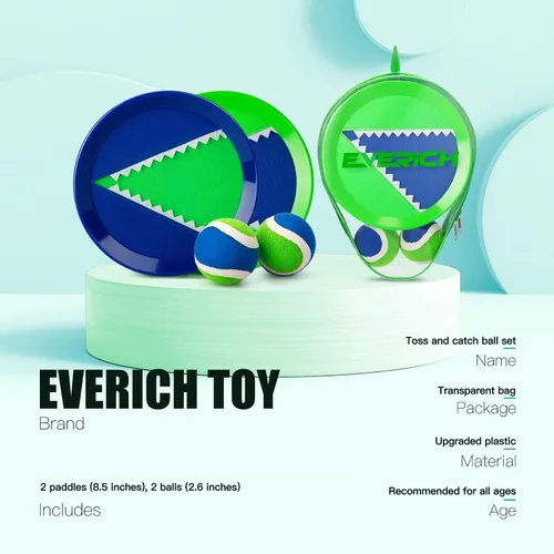 Vista 2 de EVERICH - Juego de pelota de lanzamiento y captura mejorado, juegos para interiores y exteriores para niños de 3 a 12 años, juguete de agua