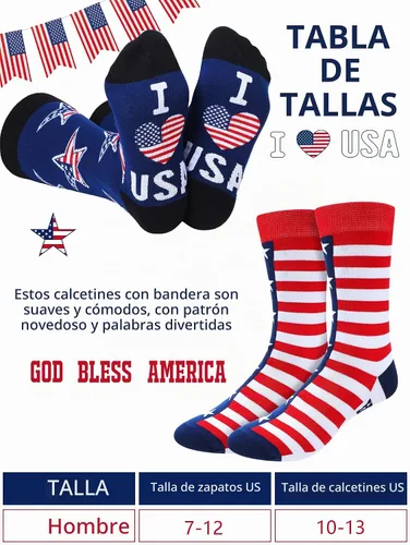 Vista 4 de Halfchet 5 pares de calcetines de bandera estadounidense para hombre