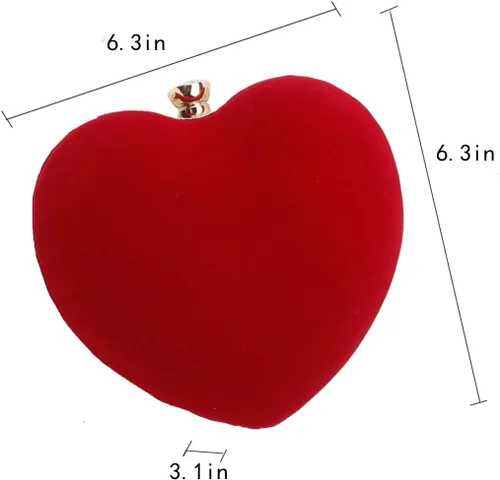 Vista 5 de Bolso en forma de corazón para mujer, mini bolso de cadena de embrague, bolso de hombro elegante, bolso de noche