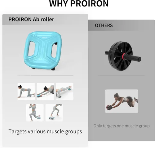 Vista 3 de PROIRON Rodillo abdominal con rodilleras para entrenamiento abdominal, rueda multifuncional para entrenamiento abdominal, rodillo abdominal