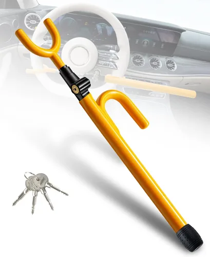 Vista 11 de Bloqueo de Volante Antirrobo de Alta Resistencia para Coche, Abrazadera de Longitud Ajustable, Doble Gancho, Ajuste Universal, Negro