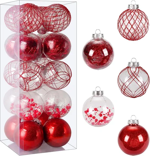 Vista 10 de Juego de adornos de bola de Navidad, 20 unidades, grandes, color negro transparente, inastillables, 3.150 in/3.15 pulgadas, adornos de Navidad