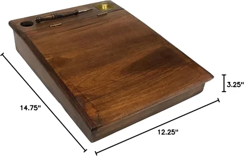 Vista 5 de Escritorio de regazo de madera para viajar, estilo vintage antiguo