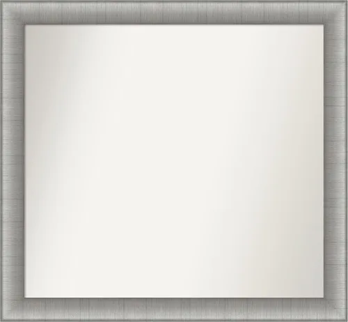 Vista 312 de Amanti Art Espejo de baño plateado para sobre el fregadero, 28 x 37 pulgadas, elegante espejo rectangular de peltre cepillado, marco de madera