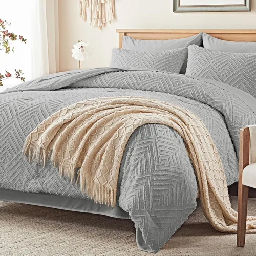 Vista 10 de Zzlpp Juego de edredón individual de 5 piezas, ropa de cama beige en una 01 - Beige