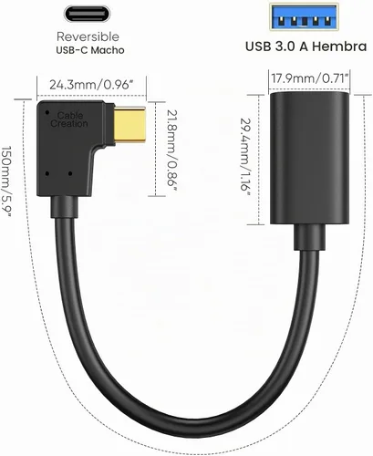 Vista 2 de CableCreation Adaptador USB C a USB hembra de 90 grados, cable USB C OTG, tipo C a USB A, conector hembra compatible con MacBook Pro Air, iPad