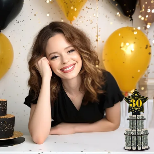 Vista 5 de Xylolfsty Cheers and Beers to 30 Years Money Holder 30th Birthday Cash Cake Gifts Black Gold 30th Birthday Money Gifts Idea para amigos, mamá, papá