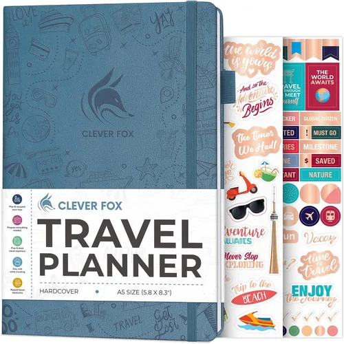 Vista 20 de Clever Fox Bolsillo para diario de viaje, organizador de itinerarios de vacaciones y viajes por carretera, diario de memoria de viaje, cuaderno