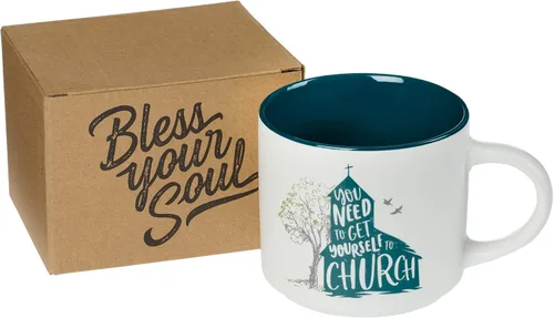 Vista 4 de Taza de café blanca XL Get Yourself To Church, divertidos regalos de cumpleaños para mujeres/hombres, mamá, papá, compañero de trabajo, diseños