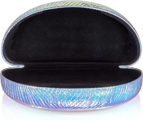 Vista 2 de Estuche rígido para gafas de sol iridiscentes, caja portátil para gafas de sol, carcasa de almeja portátil, variable, 2 unidades, plateado