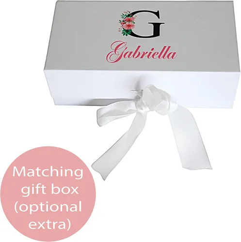 Vista 7 de Monograma floral personalizado para bebé, conjunto de cepillo y peine para niñas, regalo de bebé con monograma floral, juego de regalos para niños