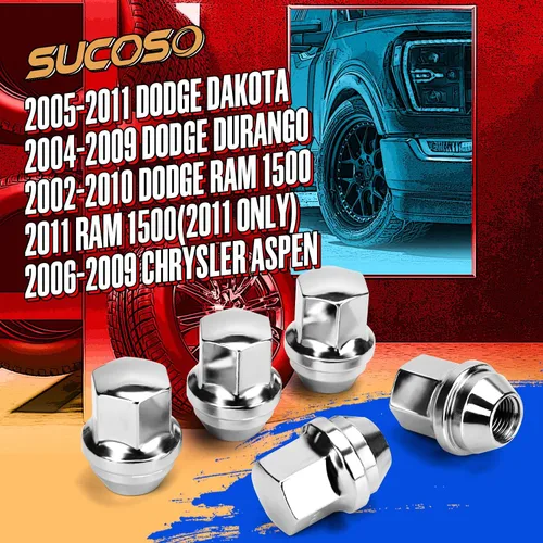 Vista 3 de Tuerca de llanta OEM 9/16-18 para ruedas Dodge Ram 1500 Dakota Durango, 20 piezas 9/16 One Piece Design Lug Nuts for Chrysler Aspen Mitsubishi