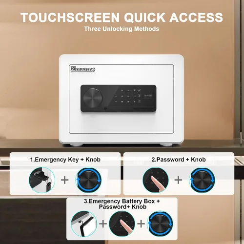 Vista 5 de Caja de seguridad pequeña, caja de seguridad para el hogar para dinero, efectivo y documentos con bolsa ignífuga e impermeable, pequeñas cajas