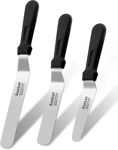 Vista 9 de Anaeat Espátula de glaseado, espátula profesional para tartas angulada y desplazada con hoja de acero inoxidable de 10 pulgadas - Cuchillo de Hoja