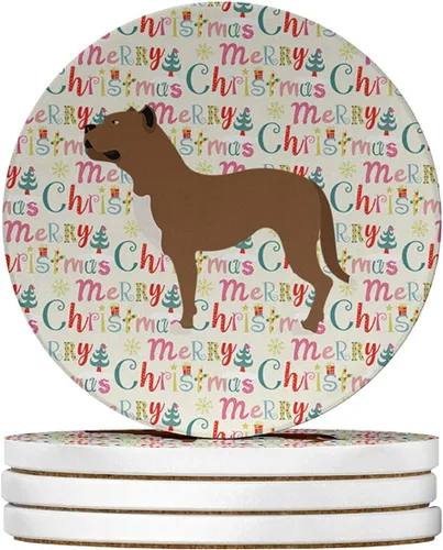 Vista 35 de AIDI Atlas Mountain Dog Merry Christmas - Posavasos grandes de piedra arenisca, paquete de 4