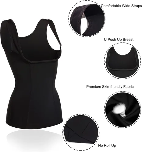 Vista 4 de Gotoly Chaleco de compresión para mujer con control de abdomen, faja de compresión invisible