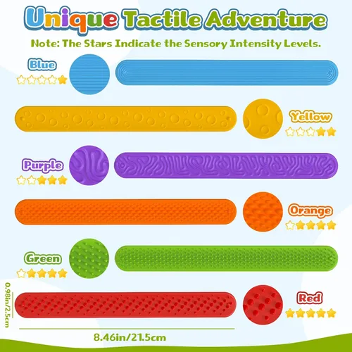 Vista 2 de 6 pulseras antiestrés para niños y adultos, pulseras de silicona texturizada, juguetes sensoriales para autismo, ansiedad, TDAH, calma