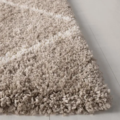 Vista 3 de SAFAVIEH Hudson Shag Collection - Alfombra decorativa de 2 x 3 pies, color beige y marfil, diseño moderno de enrejado, no desprende pelusa