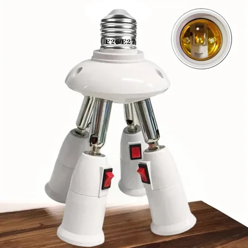 Vista 7 de Adaptador de enchufe divisor 2 en 1 ajustable de 360° E26/E27 para bombillas LED estándar (W/SW)